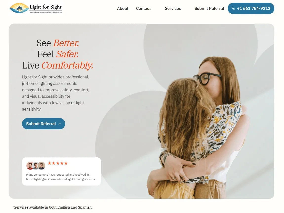 Light for Sight homepage